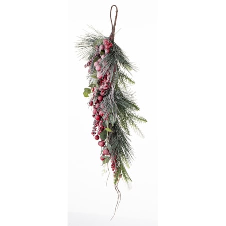 Dekoracja - gałązka 70x35x12 cm RAMITA-3 różowa, oszroniona