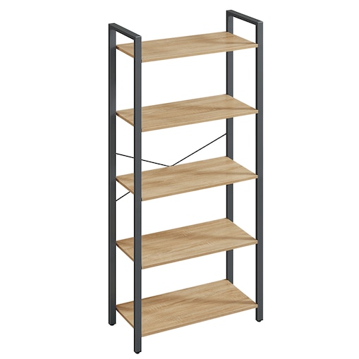 Regał Półka Na Książki 66X30X153 Cm Sonoma, Czarny