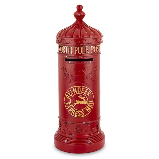 Dekoracja - duża skrzynka na listy okrągła 76x28x28 cm NORTH POLE POST