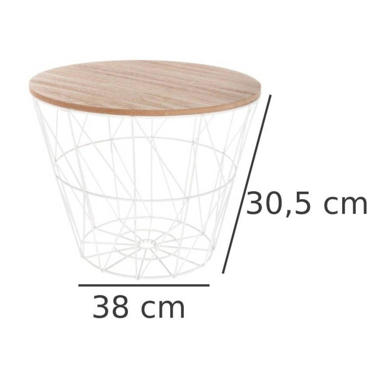 Stolik kawowy w stylu modern, drewniany blat z drucianym kloszem, uniwersalny i nowoczesny stół
