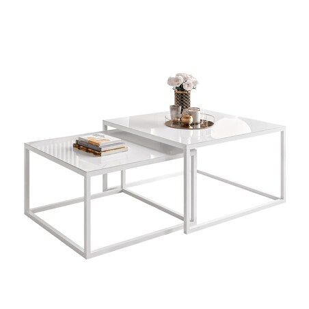 Okrągły kawowy YOSHI 2w1 białe szkło 39/45 cm