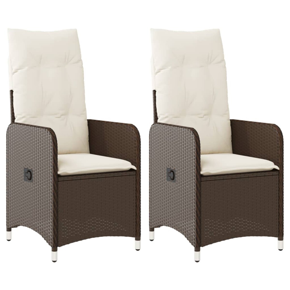 vidaXL Rozkładane fotele ogrodowe, 2 szt, poduszki, brązowy rattan PE