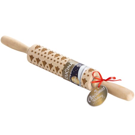 Wałek Do Ciasta Grawerowany Drewniany Świąteczny Do Ciastek Choinki