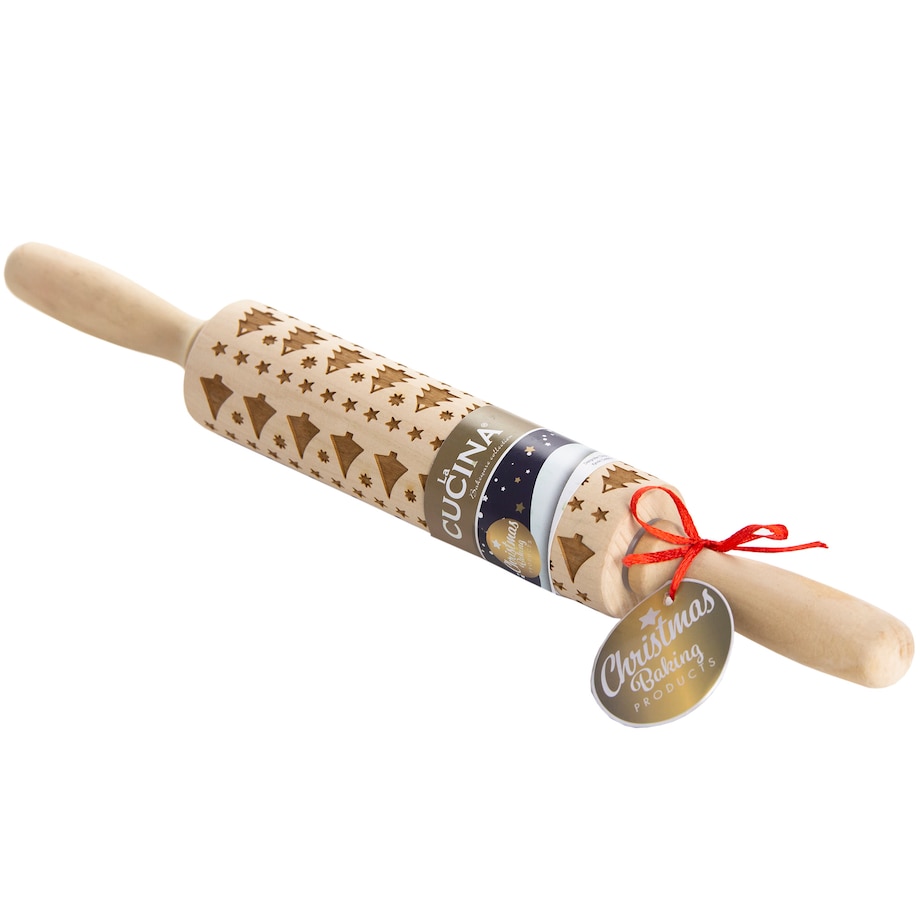 Wałek Do Ciasta Grawerowany Drewniany Świąteczny Do Ciastek Choinki