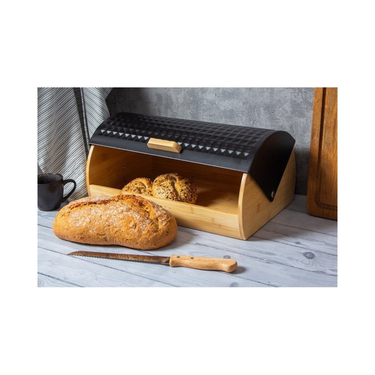 Brunbeste chlebak bambusowy z nożem do pieczywa 2773