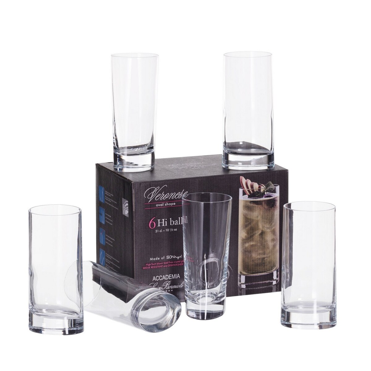 Sklanki Arieen 6szt. 310ml, 6,3 x 4,9 x 7 x 15 cm