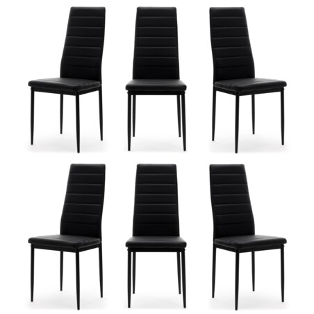 Zestaw 6 krzeseł FADO tapicerowane ekoskóra czarne