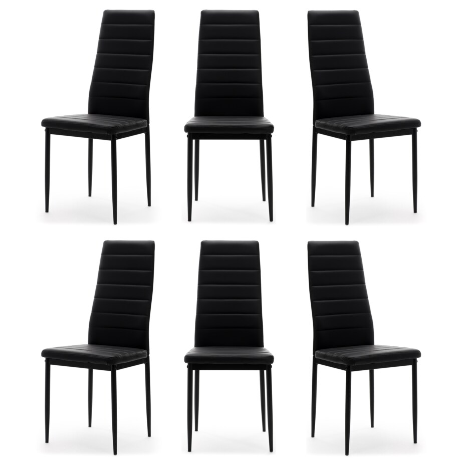 Zestaw 6 krzeseł FADO tapicerowane ekoskóra czarne