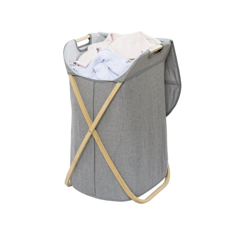 Kosz na pranie BAHARI, torba z poliestru i bawełny na składanym stelażu, WENKO