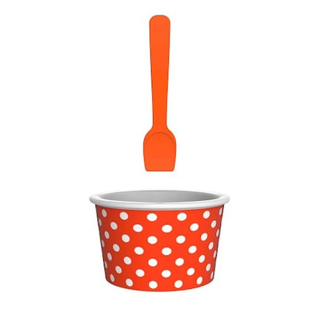 Miseczka na lody z łyżeczką pomarańczowo-biała, 8 cm, Zak! Designs