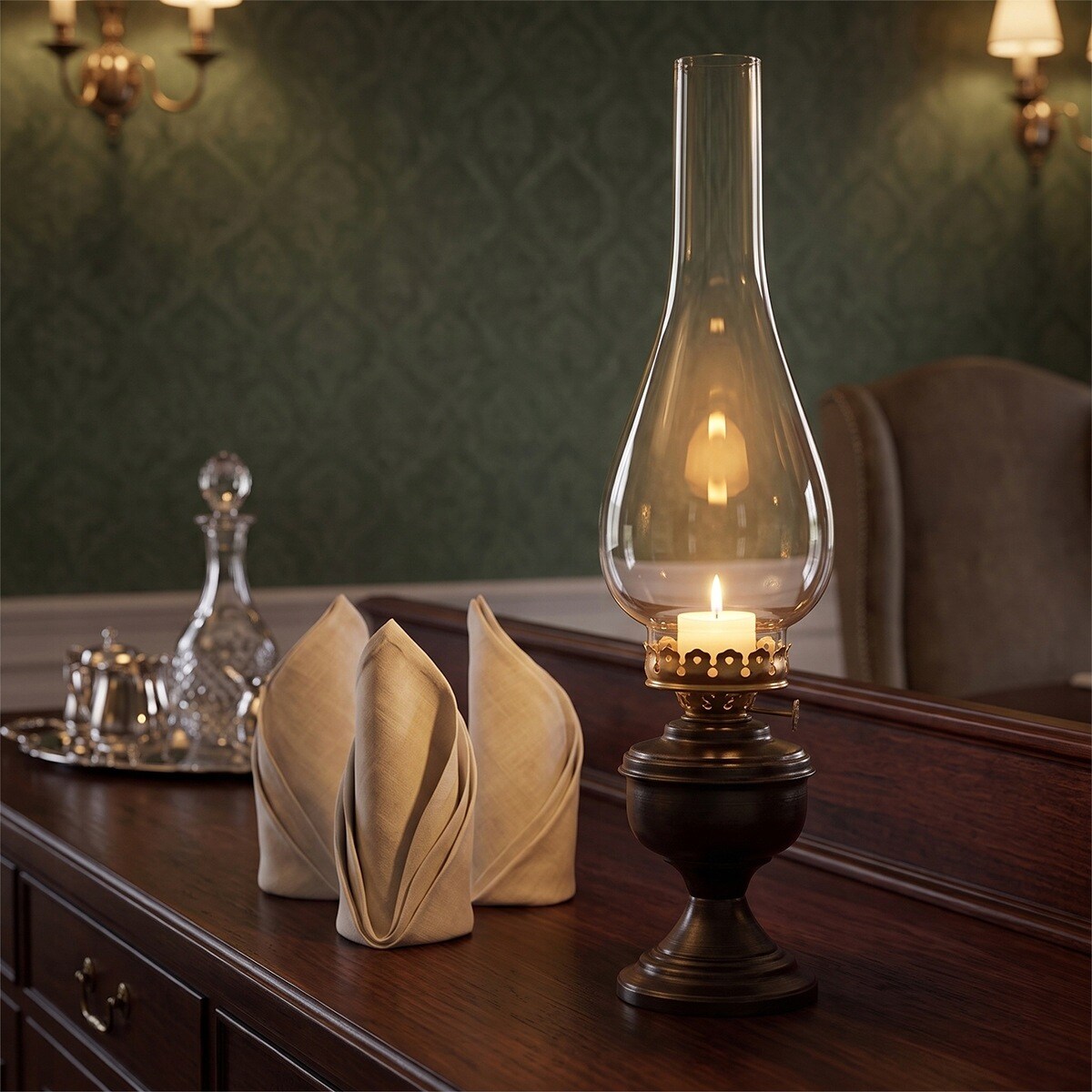 ŚWIECZNIK NA TEALIGHT LAMPA NAFTOWA SZKLANY SKANDYNAWSKI LOFT WYSOKI