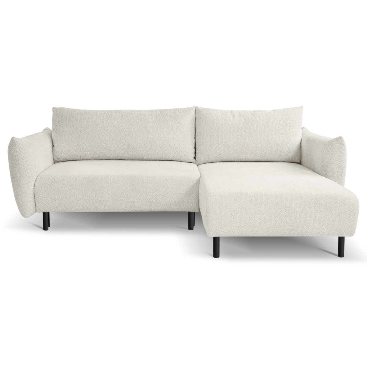 Narożnik DELI z funkcją spania na nóżkach, prawostronny, kremowy