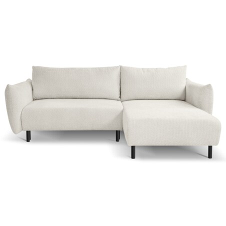 Narożnik DELI z funkcją spania na nóżkach, prawostronny, kremowy