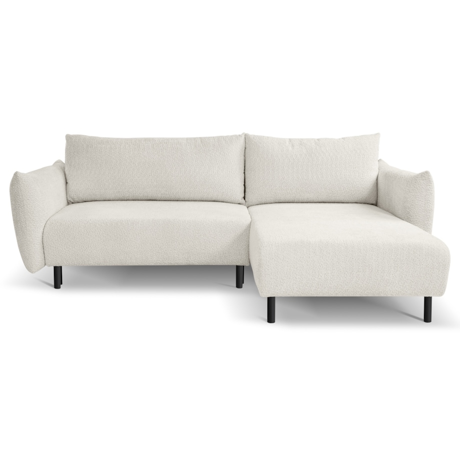 Narożnik DELI z funkcją spania na nóżkach, prawostronny, kremowy