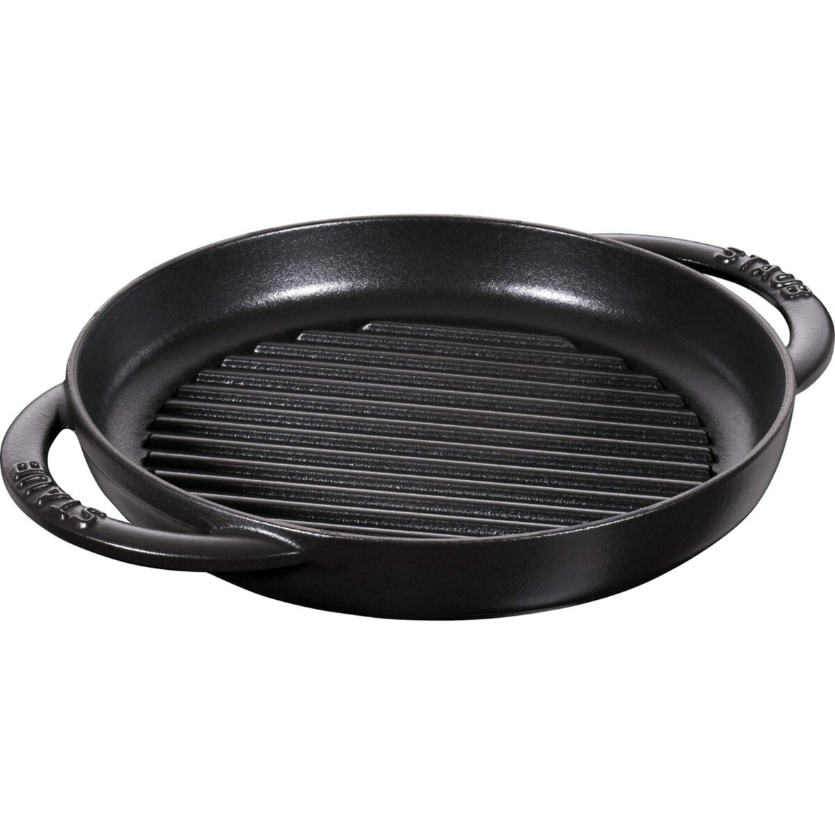 STAUB Okrągła patelnia żeliwna grillowa z dwoma uchwytami 22 cm, czarny