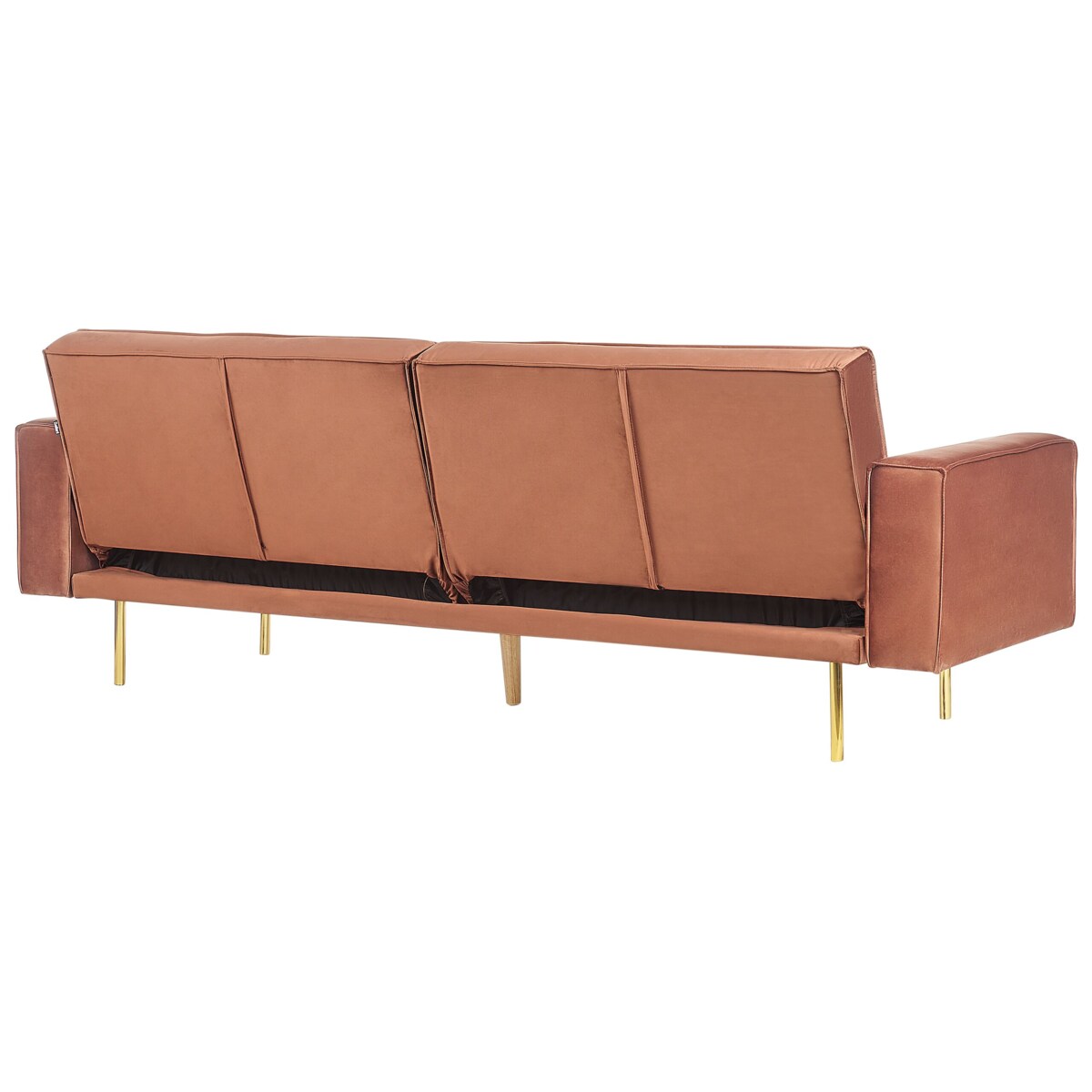 Sofa rozkładana welurowa złoty brąz VISNES