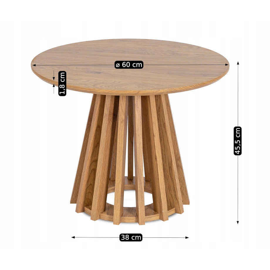 Stolik Kawowy Okrągły Dąb Mały Loft Okrągła Ława HARPER