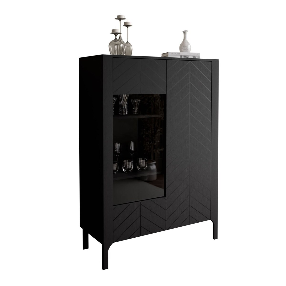 Dwudrzwiowa przeszklona witryna LUMI, czarna