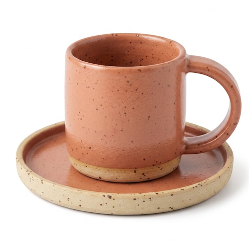 Filiżanka do espresso ze spodkiem 100 ml handmade HU.KA Sorso - Warm Clay