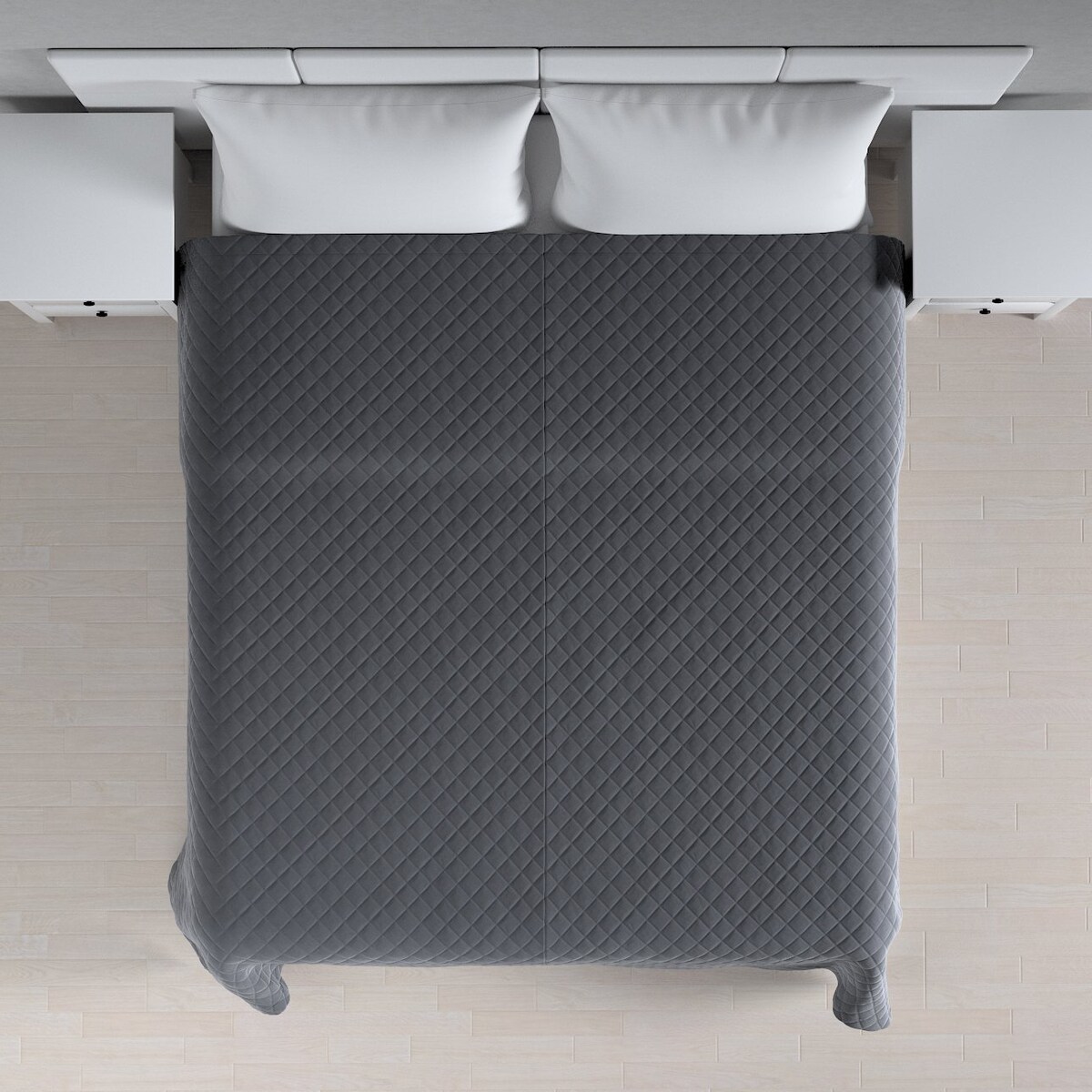 Narzuta pikowana w romby 260x210 grafitowy szary