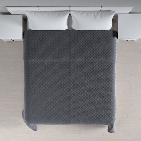 Narzuta pikowana w romby 260x210 grafitowy szary