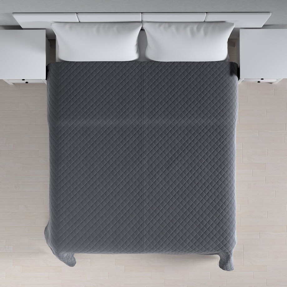 Narzuta pikowana w romby 260x210 grafitowy szary