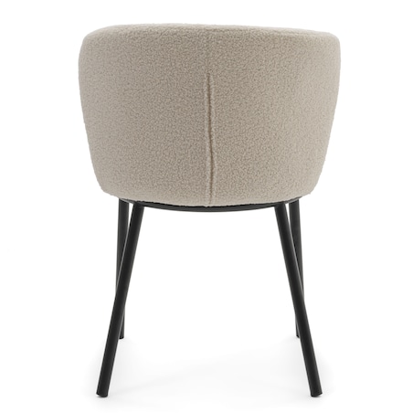 KRZESŁO TAPICEROWANE DO SALONU GLAMOUR TKANINA BOUCLE TEDDY JASNOBEŻOWE BARI