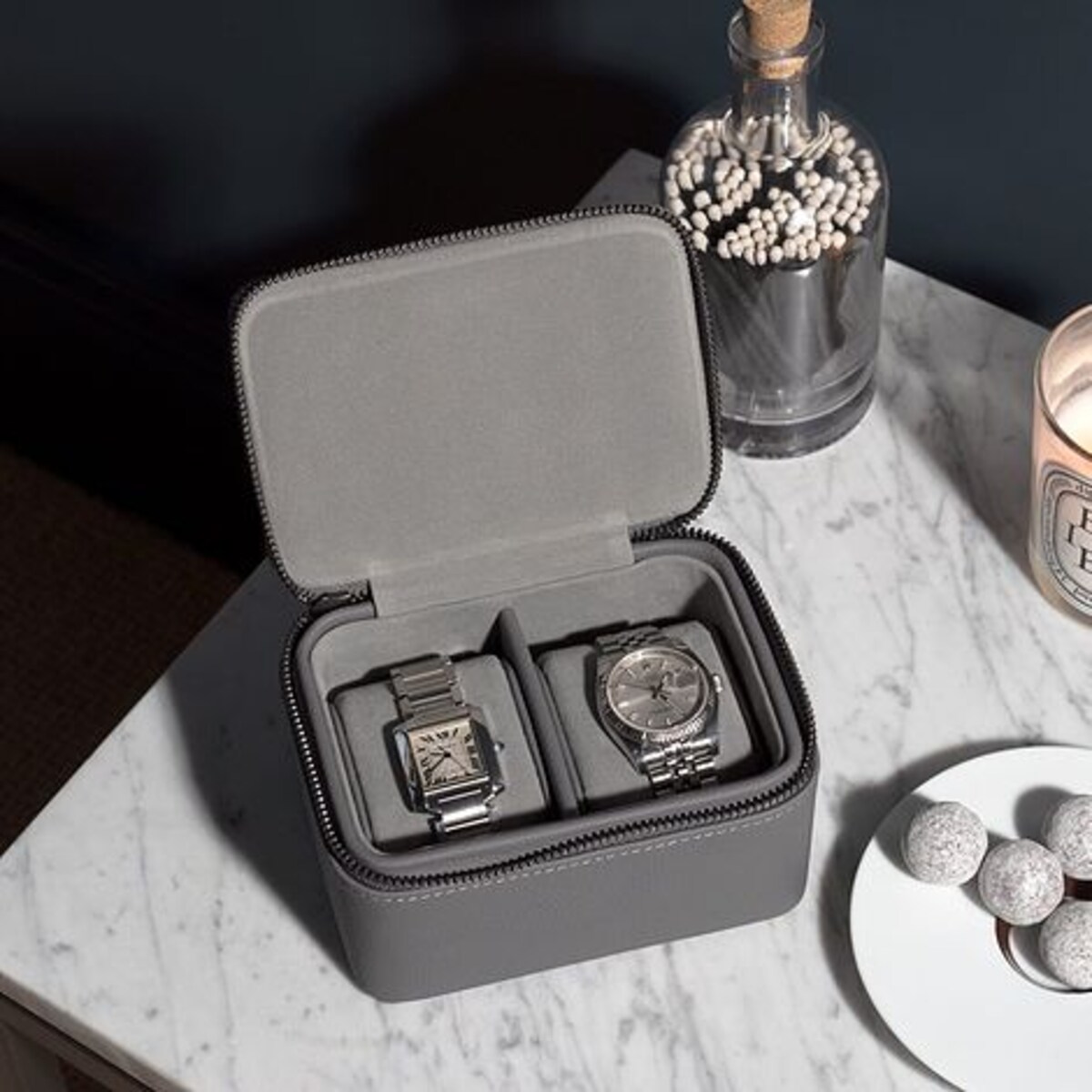 Pudełko na zegarki podróżne Stackers Pebble dwukomorowe ciemnoszare