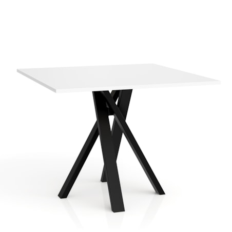Kwadratowy stół IGO 90x90 nierozkładany z metalową podstawą - biały