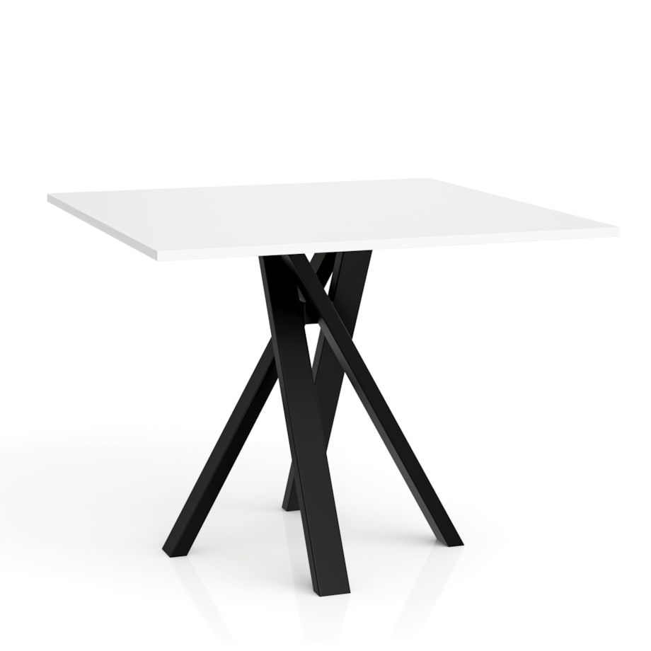 Kwadratowy stół IGO 90x90 nierozkładany z metalową podstawą - biały