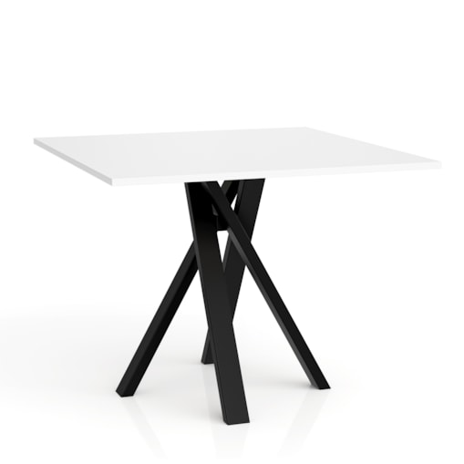Kwadratowy stół IGO 90x90 nierozkładany z metalową podstawą - biały