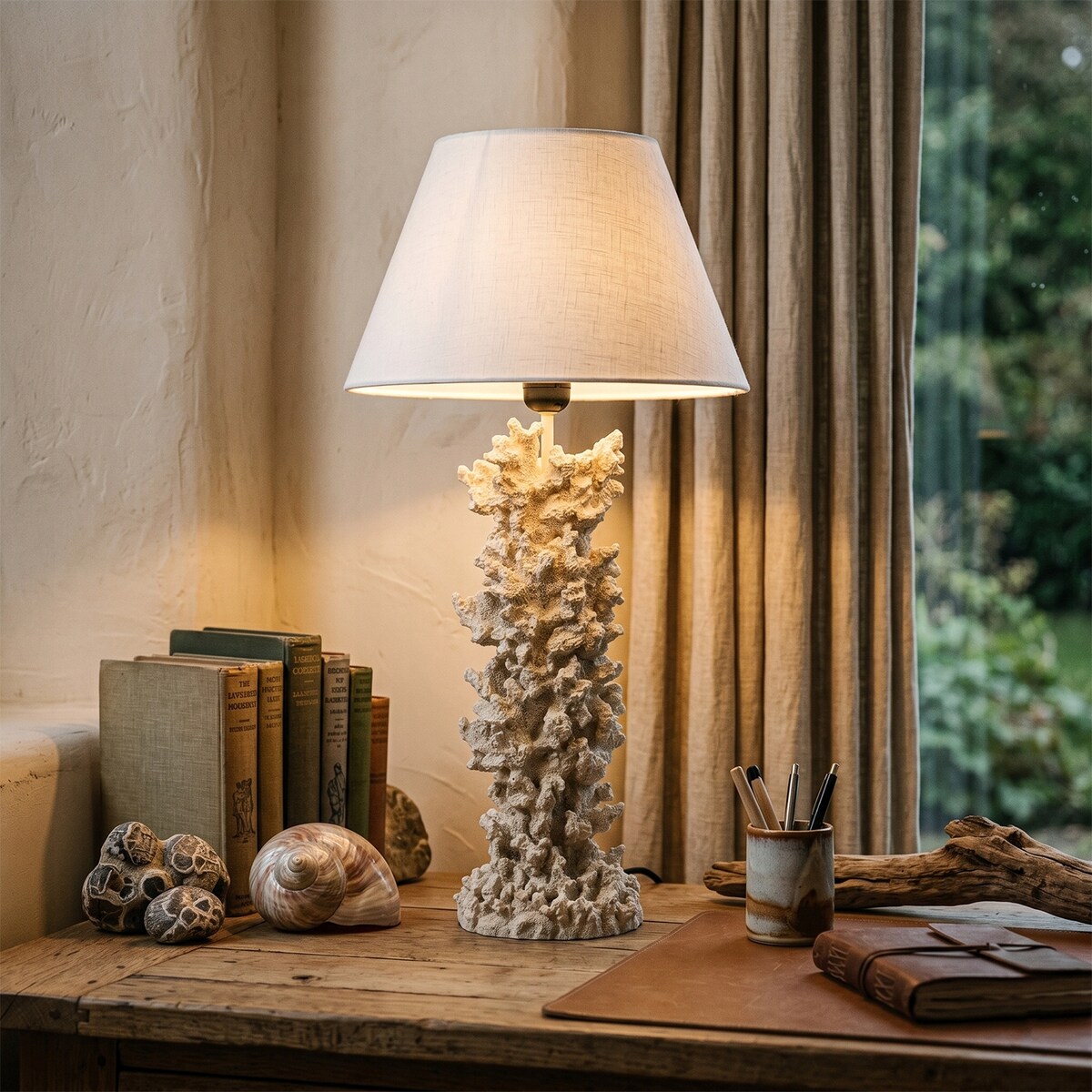 LAMPA STOŁOWA BIURKOWA NOCNA RAFA KORALOWA E27 DEKORACJA OZDOBA DO DOMU