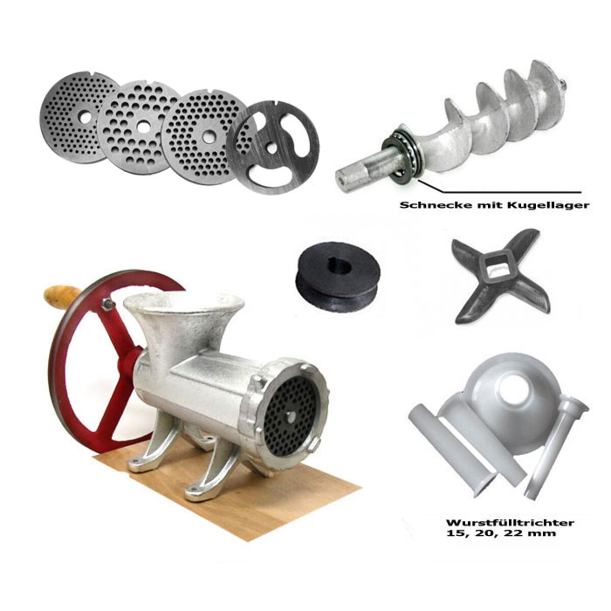 Maszynka żeliwna do mielenia mięsa #22 z kołem KINGHOFF