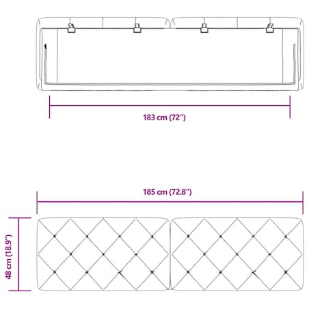 vidaXL Poduszka na wezgłowie, czarna, 180 cm, aksamitna