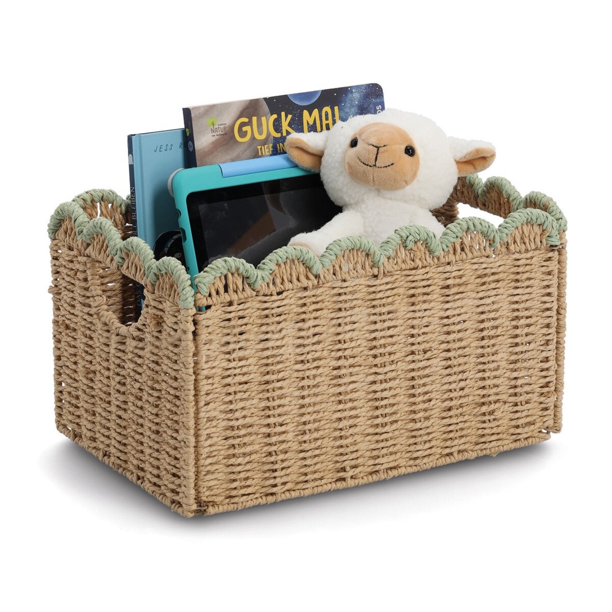 Kosz składany do przechowywania 38x25x22 cm z plecionego papieru AKELAP