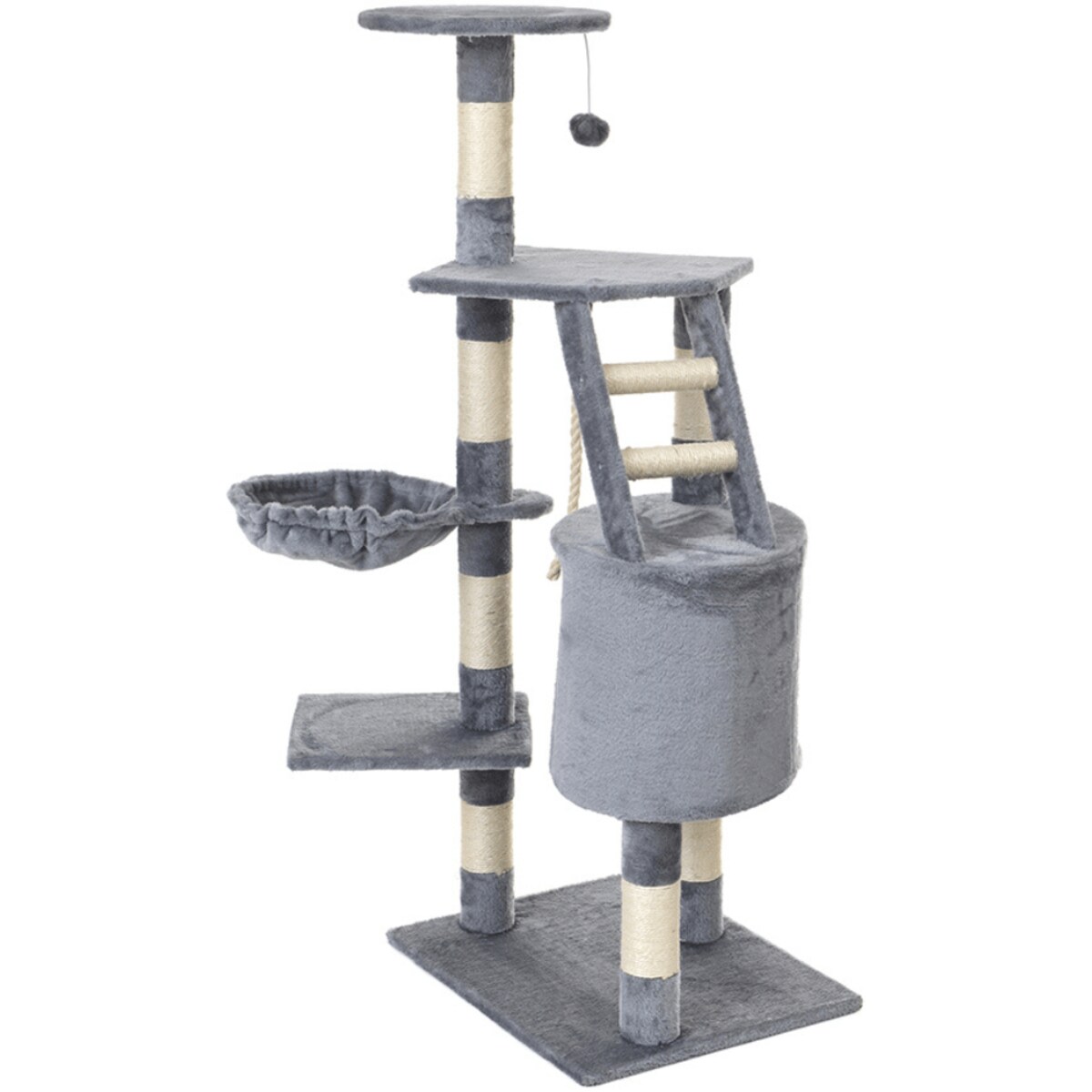 Drapak dla kota szary FUNFIT wieża domek sznur drabinka sizal 120 cm