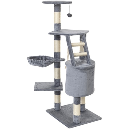 Drapak dla kota szary FUNFIT wieża domek sznur drabinka sizal 120 cm