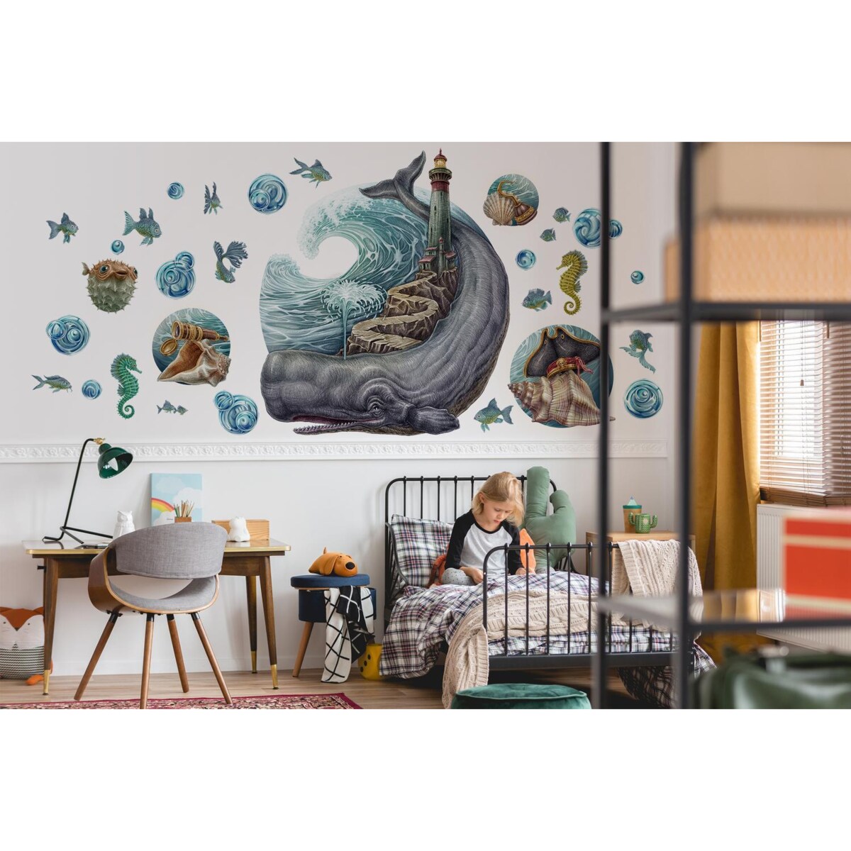 Zestaw naklejek na ścianę, Rysunkowe zwierzęta, 60cm