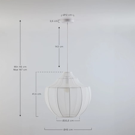 Lampa sufitowa z metalu i tkaniny pudrowa Adaya Ø45 cm