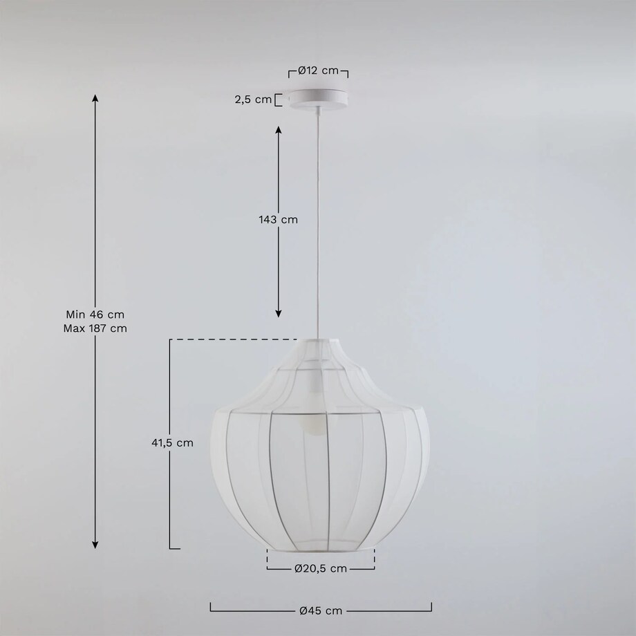 Lampa sufitowa z metalu i tkaniny pudrowa Adaya Ø45 cm