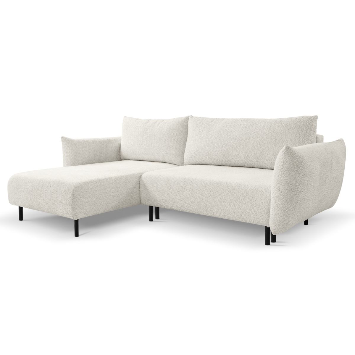 Narożnik DELI z funkcją spania na nóżkach, lewostronny, kremowy