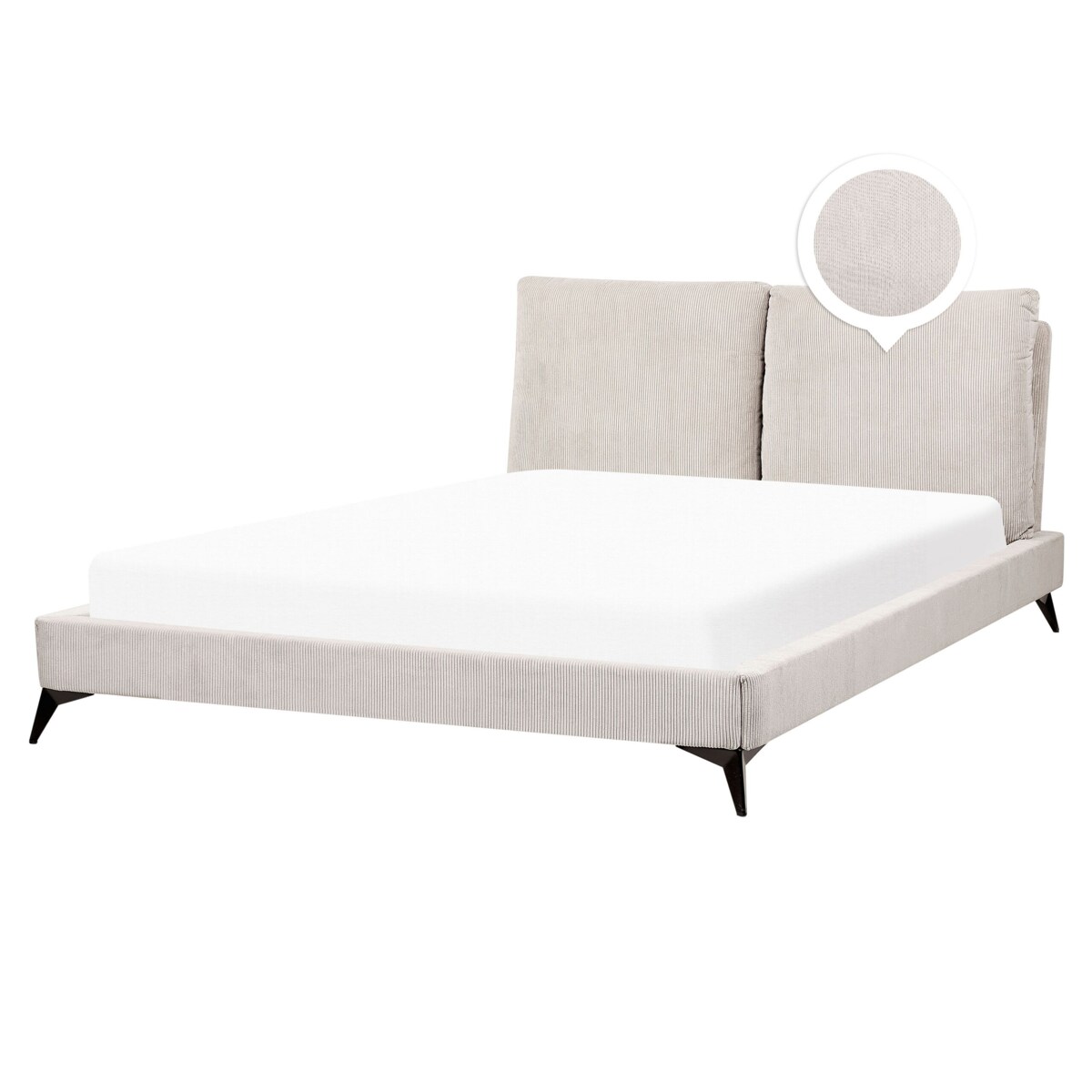 Łóżko sztruksowe 160 x 200 cm jasnobeżowe MELLE