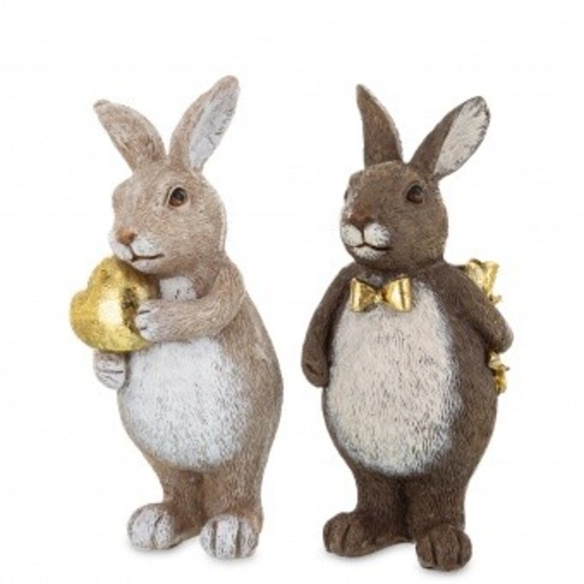 Dekoracja - para króliczków z prezentami 13x5,5x5,5 cm jasno i ciemnoszary