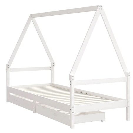 vidaXL Rama łóżka dziecięcego z szufladami, biała, 90x200 cm, sosnowa