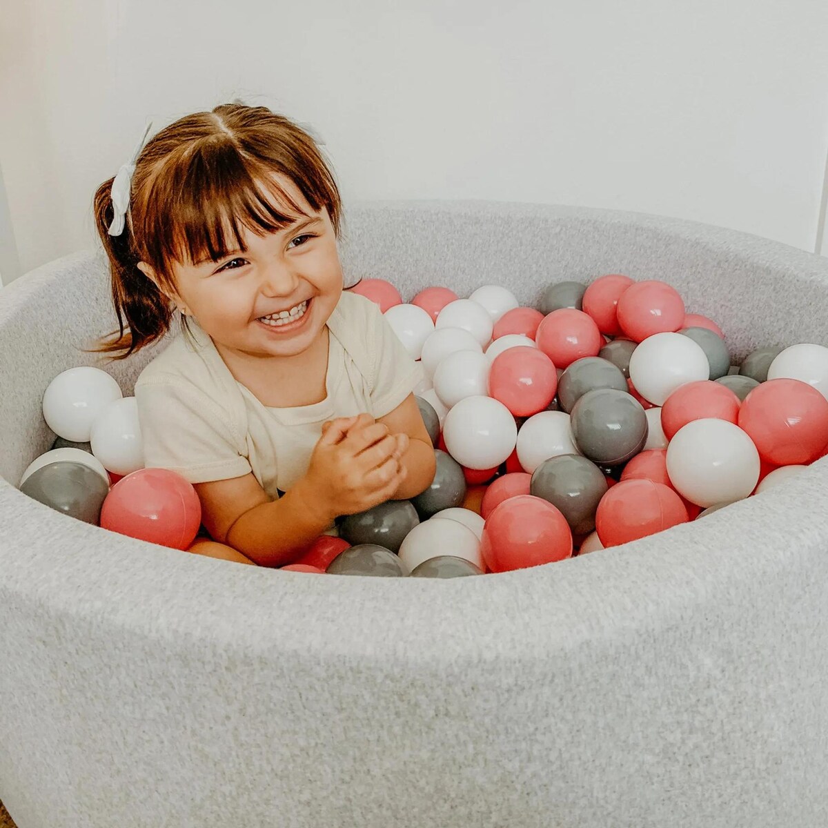 Basen z piłeczkami- angelove- jasnyróż/szary/białe
