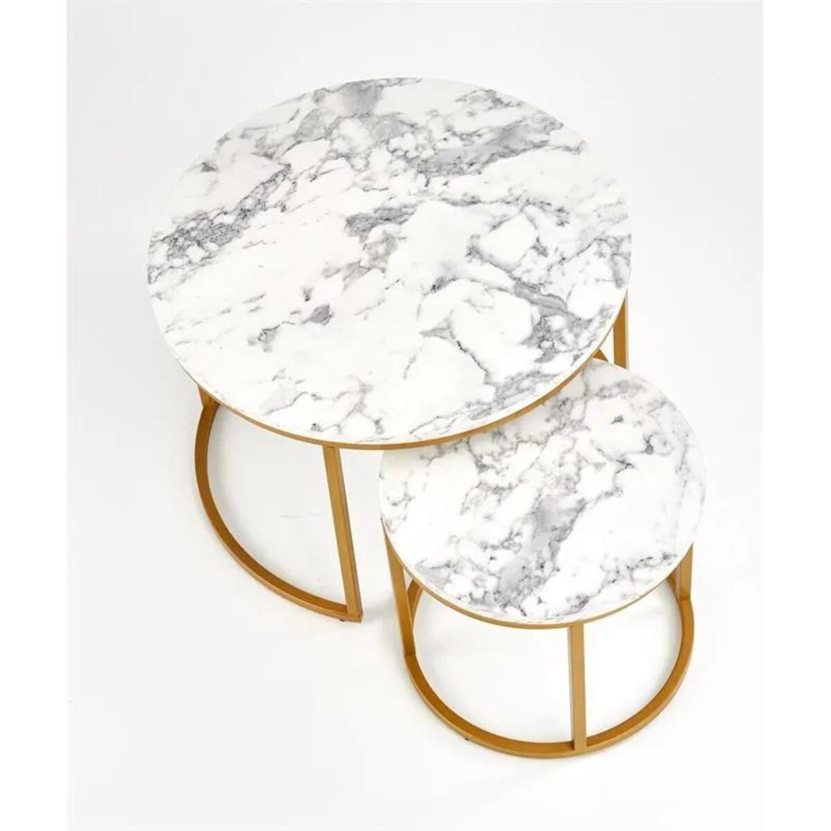 Zestaw 2 stolików PAOLA biały marmur/złoty