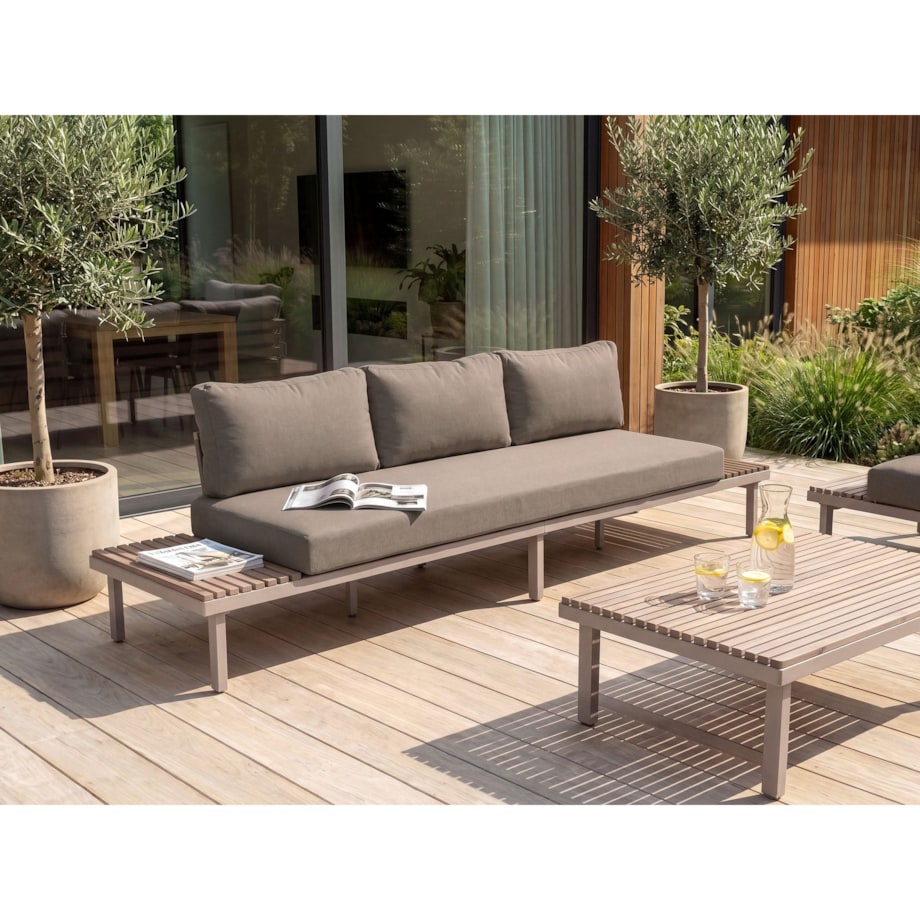 Sofa ogrodowa dla 3 osób FIVIZZANO Drewno akacjowe Beżowy