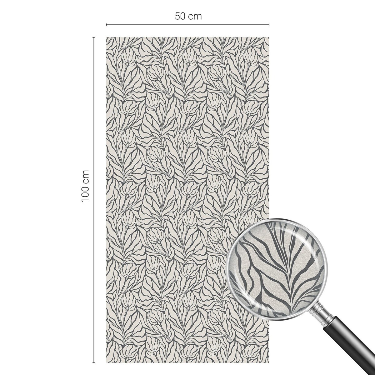 Naklejka na szybę chroniąca prywatność - Roślinny wzór klasyczna symetria - 50x100 cm