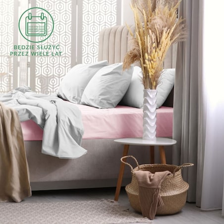 Prześcieradło z bawełny frotte z gumką 160x200 kolor róż kwarcowy