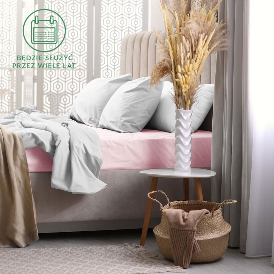 Prześcieradło z bawełny frotte z gumką 160x200 kolor róż kwarcowy